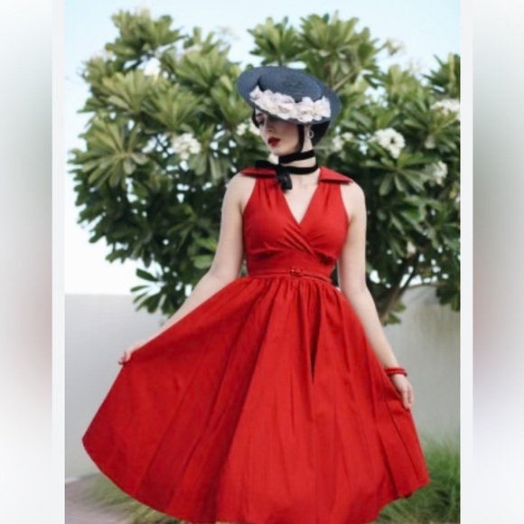 Stop Staring Collared Sleeveless Swing Dress in Garnet, Size 12, NWT - Picture 2 of 3